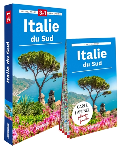 italie du sud : 3 en 1 : guide, atlas, carte laminée