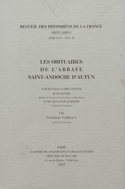 Les obituaires de l'abbaye Saint-Andoche d'Autun