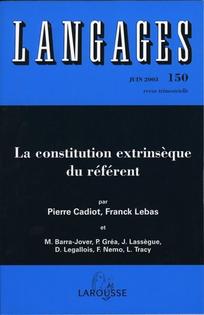 Langages, n° 150. La constitution extrinsèque du référent