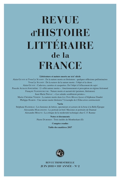 Revue d'histoire littéraire...