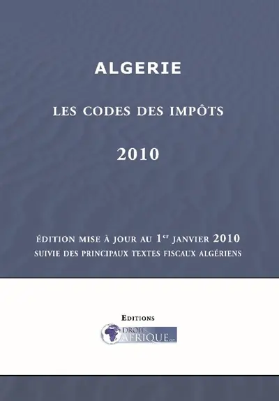 Algerie, Code des impots 2010