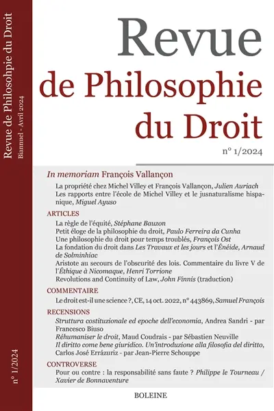 Revue de philosophie du droit, n° 1