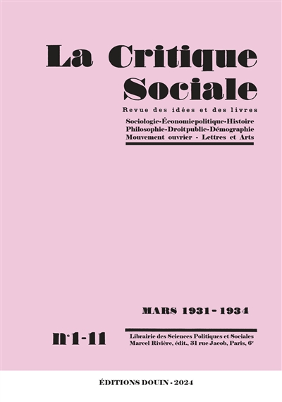 Intégrale : La critique sociale (1931-1934)