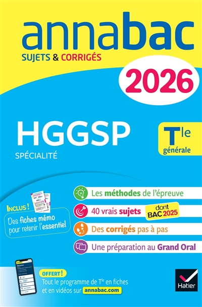 HGGSP spécialité, terminale générale : sujets corrigés & méthodes de l'épreuve d'HGGSP : 2026