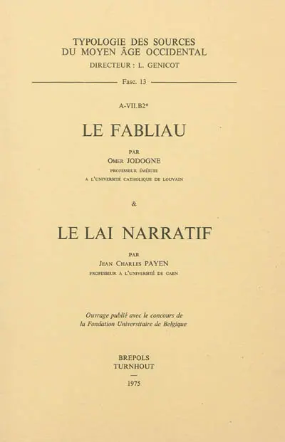 Le fabliau. Le lai narratif