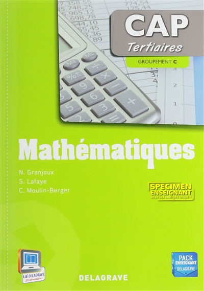 Mathématiques, CAP tertiaires : groupement C : spécimen enseignant