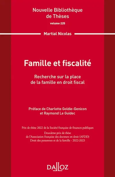 Famille et fiscalité : recherche sur la place de la famille en droit fiscal