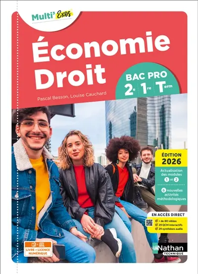 Economie, droit, bac pro 2de, 1re, terminale : livre + licence numérique