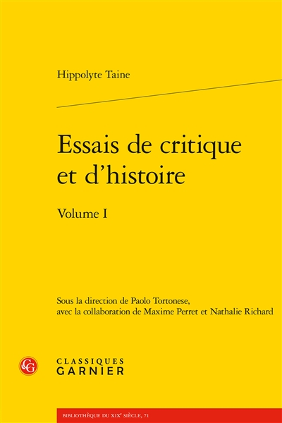 Essais de critique et d'histoire. Vol. 1