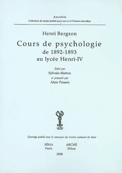 Cours de psychologie de 1892-1893 au lycée Henri-IV