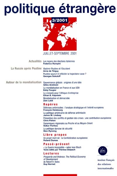 Politique étrangère, n° 3 (2001)