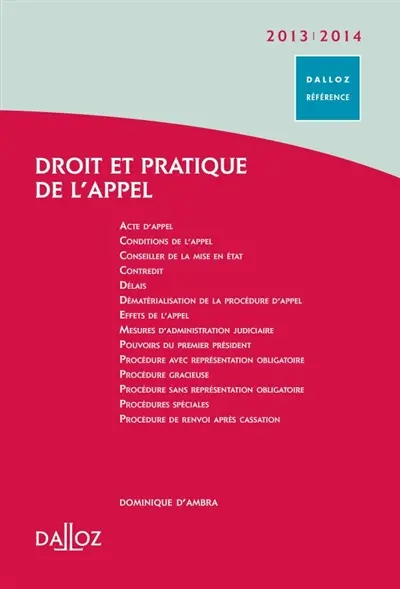 Droit et pratique de l'appel : 2013-2014