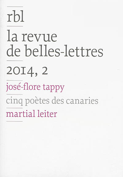 Revue de belles-lettres (La), n° 2 (2014)