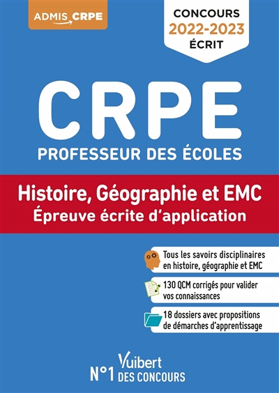 Concours CRPE professeur des écoles : histoire, géographie et EMC, épreuve écrite d'application : concours 2022-2023