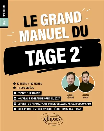 Le grand manuel du Tage 2 : nouveau programme officiel 2027 : 10 tests + 120 fiches, + 1.000 vidéos Le grand manuel du Tage 2 : nouveau programme officiel 2027 : 10 tests + 120 fiches, + 1.000 vidéos