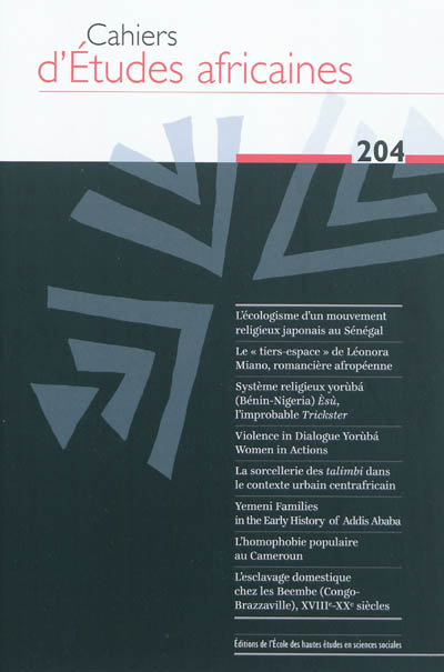 Cahiers d'études africaines, n° 204