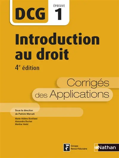 Introduction au droit, DCG épreuve 1 : corrigés des applications