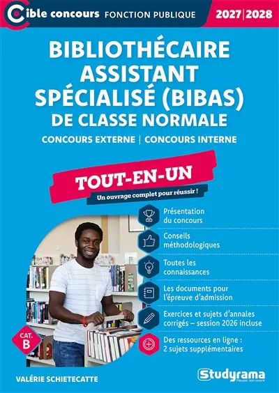 Bibliothécaire assistant spécialisé (BibAs) de classe normale : concours externe, concours interne, cat. B : tout-en-un, 2027-2028
