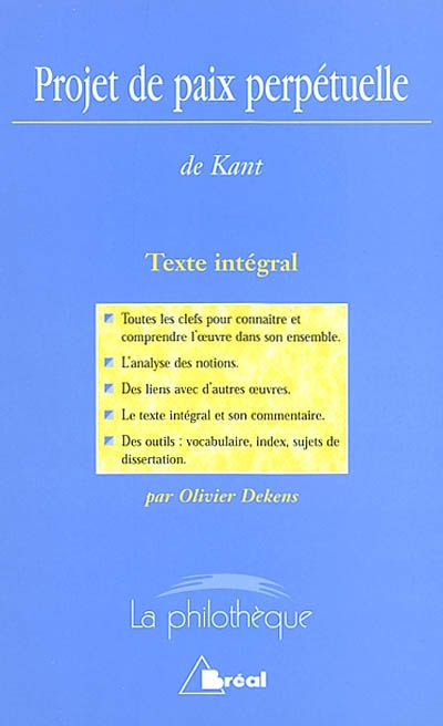 Projet de paix perpétuelle, Emmanuel Kant : texte intégral