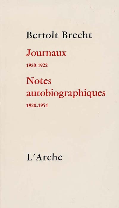 journaux, 1920-1922. notes autobiographiques, 1920-1954