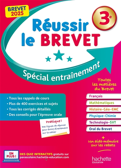 Réussir le brevet 3e : spécial entraînement : brevet 2025