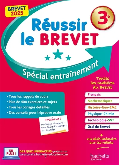 Réussir le brevet 3e : spécial entraînement : brevet 2025