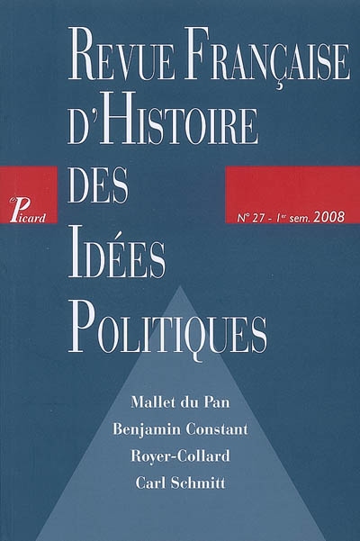 revue française d'histoire des idées politiques, n° 27