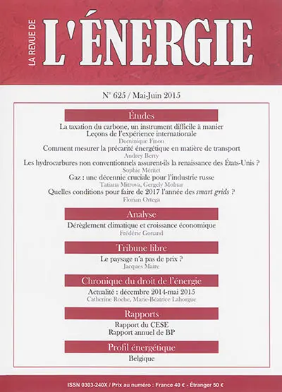 Revue de l'énergie, n° 625