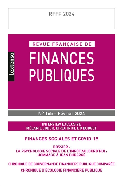 revue française de finances publiques, n° 165. finances sociales et covid-19