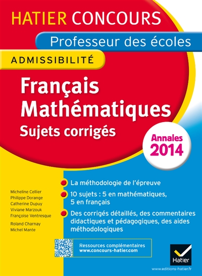 Français, mathématiques : sujets corrigés, annales 2014