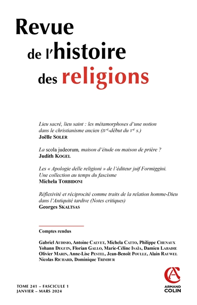 Revue de l'histoire des religions, n° 1 (2024)