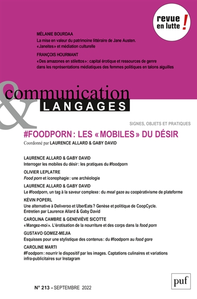 Communication & langages, n° 213. #foodporn : les mobiles du désir