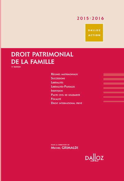 Droit patrimonial de la famille : 2015-2016