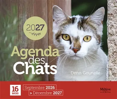 Agenda des chats 2027 : 16 mois, septembre 2026-décembre 2027