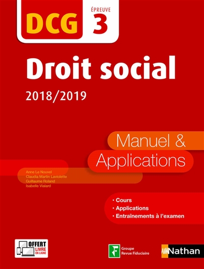 Droit social, DCG, épreuve 3 : manuel & applications : 2018-2019