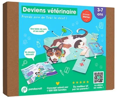 Deviens vétérinaire : kit Pandacraft 3-7 ans : Deviens vétérinaire et prends soin de Tobi le chiot !