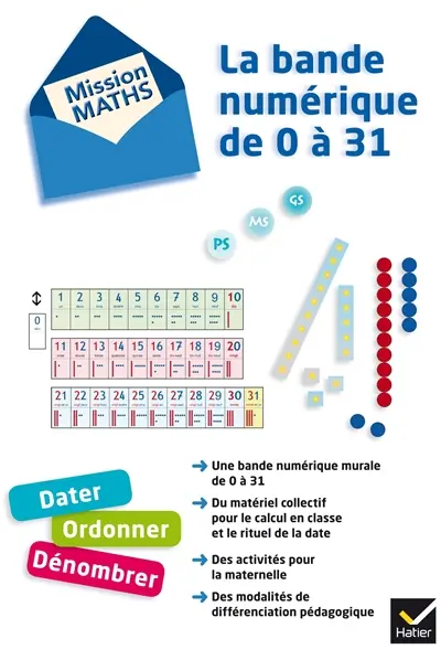 Mission maths PS, MS, GS : la bande numérique de 0 à 31 : dater, ordonner, dénombrer