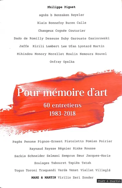 Pour mémoire d'art : 60 entretiens : 1983-2018