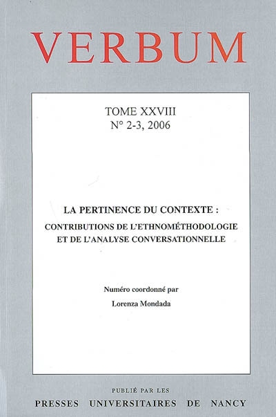 Verbum, n° 2-3 (2006). La...