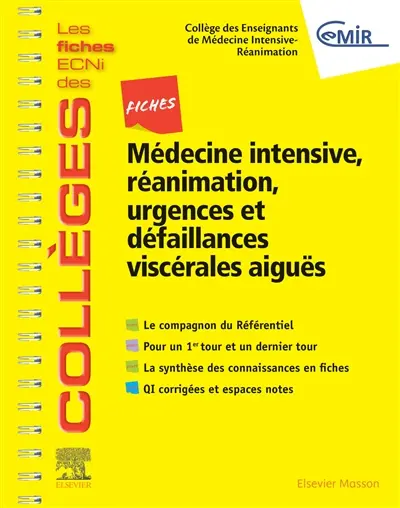 Fiches médecine intensive, réanimation, urgences et défaillances viscérales aiguës