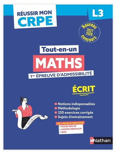 Maths, 1re épreuve d'admissibilité : écrit L3 : nouveau concours 2027-2028