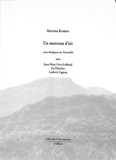 couverture du livre Un morceau d'air : trois dialogues sur l'invisible avec Jean-Marc Lévy-Leblond, Iva Patarcec, Ludovic Lignon