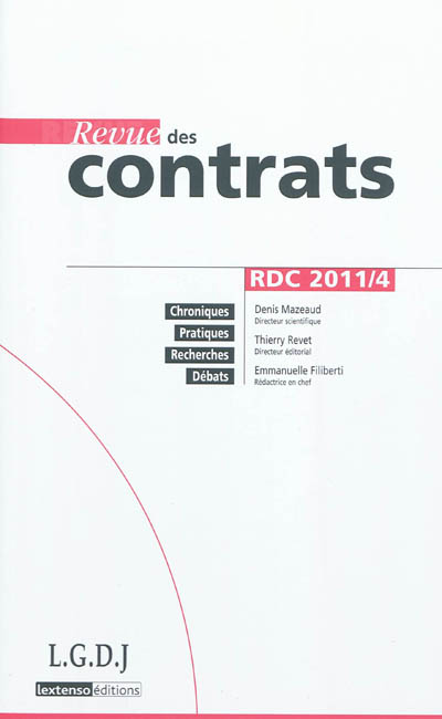 Revue des contrats, n° 4 (2011)