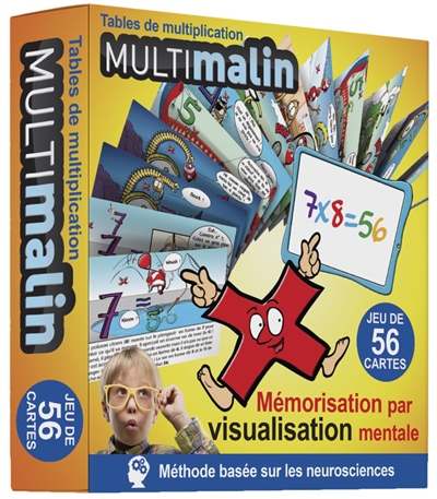 Multimalin, tables de multiplication : mémorisation par visualisation mentale : jeu de 56 cartes