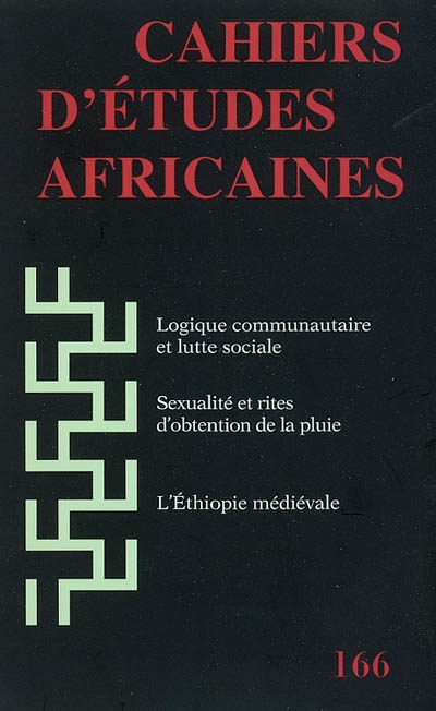 Cahiers d'études africaines, n° 166