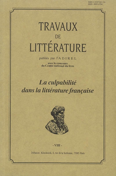 Travaux de littérature, n° 8. La culpabilité dans la littérature française