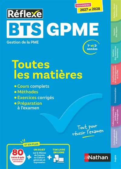 BTS GPME gestion de la PME, 1re et 2e années : toutes les matières : examens 2027 et 2028