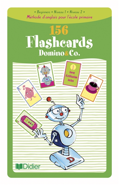 156 flashcards Domino & Co : méthode d'anglais pour l'école primaire : beginners, niveau 1, niveau 2