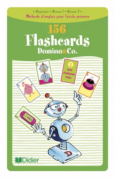 156 flashcards Domino & Co : méthode d'anglais pour l'école primaire : beginners, niveau 1, niveau 2