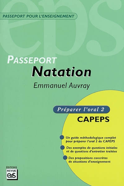 Passeport natation : CAPEPS externe, épreuve d'admission orale 2, méthodologie et contenus
